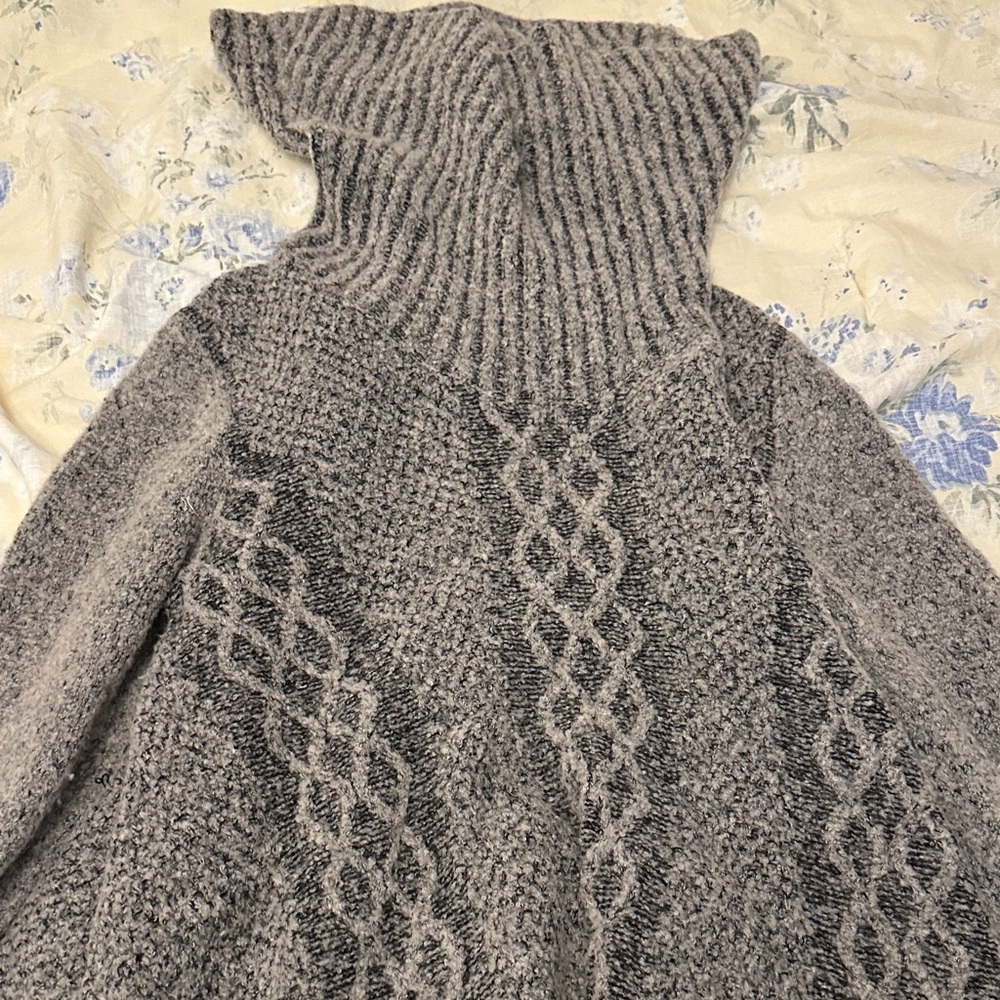 Ruby Moon Textured Gray Cowl Neck Sweater